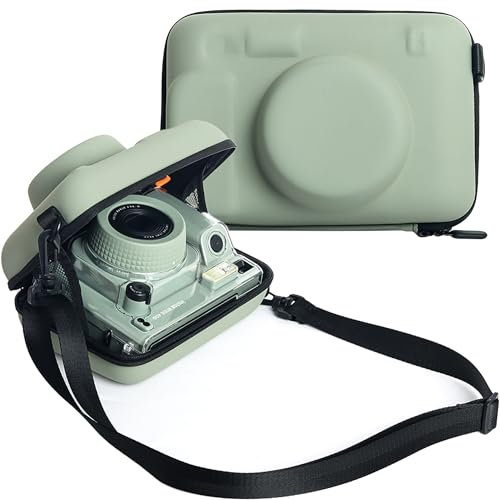 Linpr Instant Camera Protective Case Compatible with Fujifilm Instax Wide 400/300/210/LOMO and Accessories, Hard Shell Shockproof Carrying Case with Mesh Pouch Removable Adjustable Strap (Green)