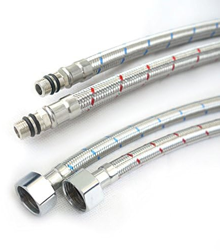 Xcel Home™ 2 Pipes (Pair) x 12mm (M12) x1/2 BSP (500mm) |5 Lengths| Flexible Tap Connectors | Replacement Kitchen Sink & Bathroom Basin Monobloc Mixer/Boiler Flexi Pipes Tails