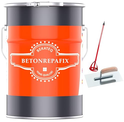 BetonREPAFIX 10kg SET mit Quirl & Kelle - schnellhärtend faserverstärkt Betonreparatur Reparaturspachtel Reperaturmörtel Korrosionsschutz Risse reparieren Mörtel EN 1504-3 R4 - BEKATEQ BE-460