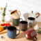 LeRatio Steingut Kaffeetassen 6 Pers. 350 ml, Kaffeetassen mit großem Henkel für Latte, Cappuccino, Milch, Kakao, spülmaschinen- und mikrowellengeeignet, Ozeanblau