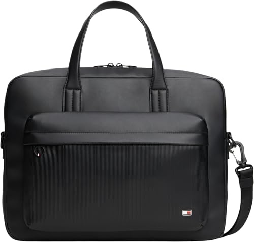 Tommy Hilfiger Men's TH FLAG COMPUTER BAG AM0AM13989 Computer Bag, BLACK, One Size