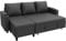 Devoko Corner Sofa Bed, Pull out 3 Seater Sofa Bed with Storage Convertible Foldable Modern L-Shaped Sofa Bed Settee with Cup Holders for Living Room, Bedroom, Grey