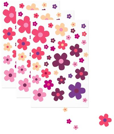 OUDQFCJ 3 Pcs Waterproof Pril Flowers Stickers for Bike, Laptop, Car, Motorcycle, Phone, Notebook (Multicolor)
