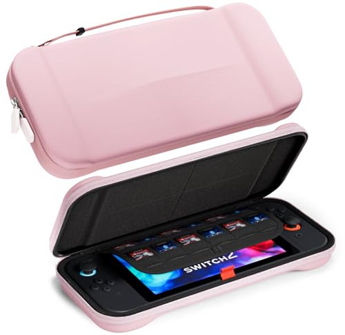 ProCase Borsa per Console Nintendo Switch 2 2025 Custodia Leggera, Borsa da Viaggio con 12 Slot per Schede di Gioco, Custodia Protettiva per Console e Accessori -Rosa