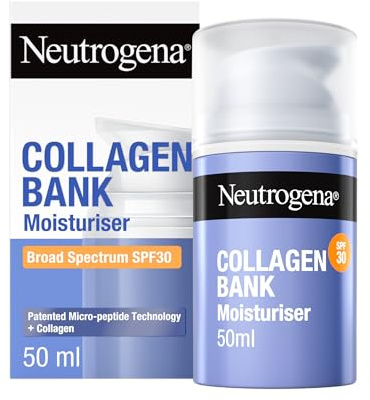 Neutrogena Collagen Bank Face Moisturiser with SPF 30, Daily Anti-Ageing Face & Neck Collagen Cream with Micro-peptides and Broad Spectrum SPF, for all skin types, 50ml