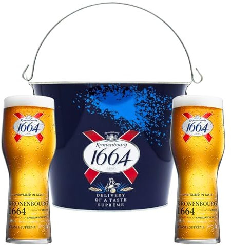Kronenbourg Pint Glasses X2 Ice Bucket Lager Beer Man Cave Roxley