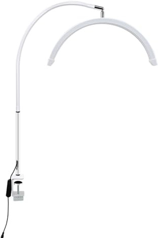ayex LED Bogenleuchte Tischlampe mit Klemme dimmbar 3200K–5600K 1400 Lumen flexibel drehbar augenschonend für Kosmetik Nageldesign Tattoo Studio HD-P3 weiß