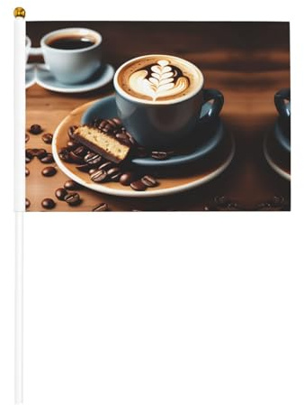 Delicious Coffee Print Handheld Mini Flags Banners, For Grand Opening,Bar,Office,Parades World Cup Sports Events