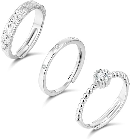 Ringe Set Damen Gold Silber 925 Vintage Ring Verstellbar Stapelbar Geschenk