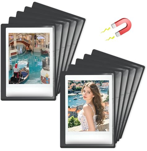Wefaly Magnet Bilderrahmen für Polaroid Instax Mini Film, 10 Stück 10 x 7,2 cm Magnetische Fototaschen für Fujifilm Instax Mini Film für Fotos Postkarten (Schwarz)