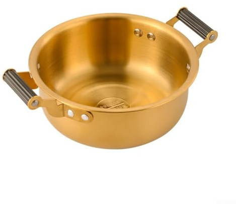 Ramen Noodle Pot, Stainless Steel Snail Noodle Pot Double Ear Ramen Cooking Pot Korean Cooking Pot For Soup Noodle(gold-L)
