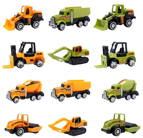 wlsvega Lot de 12 PièCes Kit Anniversaire Tracteur - Excavateur BilatéRal - DéCoration de GâTeau D'Excavatrice - 6 Motifs, DéCorations pour GâTeaux, Jouets éDucatifs, Les CéLéBrations Festives