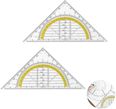 2 Stück Geodreieck Klein, Geodreieck Flexibel, 14cm Geodreieck Aus Kunststof, für Studenten Büro Designer Malerei(Transparent)