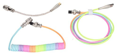 Xiuganpo Mechanical Keyboard Custom RGB Gaming Cable Retractable Coiled USB C Spring Cord for Gamer (Type 3)