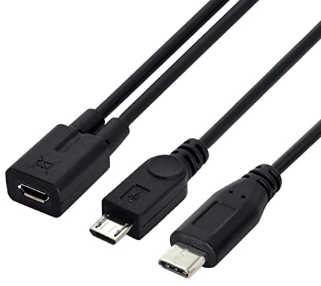 Chenyang Micro USB femelle vers USB-C type C USB 3.1 et micro USB mâle, répartiteur, extension de câble de charge