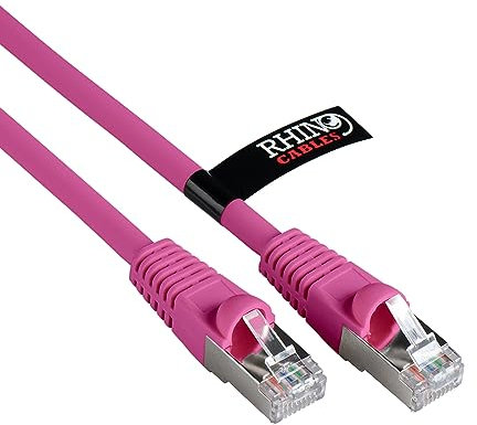 rhinocables CAT 6a Ethernet Cable | 10Gbps S/FT High-Speed & Large Bandwidth Data Transfer | Reliable LAN Network RJ45 Cable | Wi-Fi Broadband Cable for Seamless Gaming & Streaming (1m, Pink)