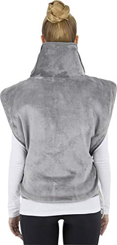 VITALmaxx Rücken- & Schulterheizdecke mit Abschaltautomatik | Wohlige Wärme für Schultern und den gesamten Rücken | Optimaler Sitz | Mikrofaser max. 100W [grau]