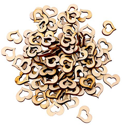Supvox 100st Mini-holzscheiben Holzherz Hochzeitsdekoration Holzverzierung Herzförmige Holzscheiben Holzhandwerk Ungefärbtes Hohles Herzhandwerk Leere Holzscheiben Hölzern Bambus Anhänger