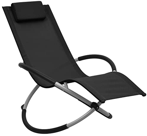 Relaxliege Garten, Saunaliege, Gartenliege, Gartenmöbel, Sonnenliege Stahl Schwarz,Ideal als Relaxliege für Balkon, Garten, Terrasse, Liegestühle Sonnenliegen,Kleiner Stuhl, bitte Größe beachten