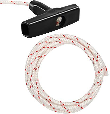 Zhichengbosi Recoil Starter Rope, 1.5-Meter 3 mm Lawn Mower Pull Cords, Engine Starter Pull Cords With 1 Black Recoil Starter Handle for Chainsaws, Lawn Mower (White)