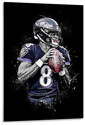 haocaitou Lamar Jackson Rugby Leinwand-Kunst-Poster und Wandkunstdruck, modernes Familienschlafzimmerdekor, 30 x 45 cm