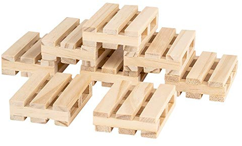 Ideen mit Herz Mini-Paletten | kleine Deko-Paletten aus Holz | ideal zum Basteln, DIY oder als Untersetzer für Getränke (5 x 3,8 x 1,2 cm | 8 Stück)