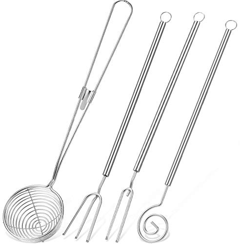Patelai Lot de 4 outils à tremper pour chocolat à 3 dents, fourchette à fondue, cuillère fendue pour chocolats, pralines et truffes faits à la main
