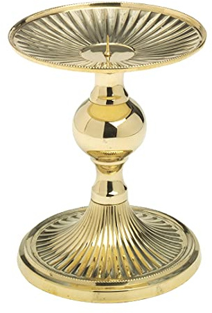 NKlaus Glanz Scheibenleuchter Messing Gold Höhe 15cm Kerzenleuchter Ø13cm | Höhe: 15cm; 15cm; 12 cm