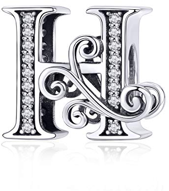TIZU Buchstaben H Charms 925 Sterling Silber Damen&Mädchen Alphabet Charm Anhänger für Europäische Armbänder
