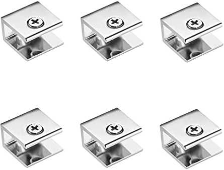 6 Stück Verstellbare Glasklemmen Zinklegierung Glashalter mit Rutschfestes Silikon Glasplatte Halterung Glas Regalhalter für 8-10 MM dickes Glas und Acrylglas