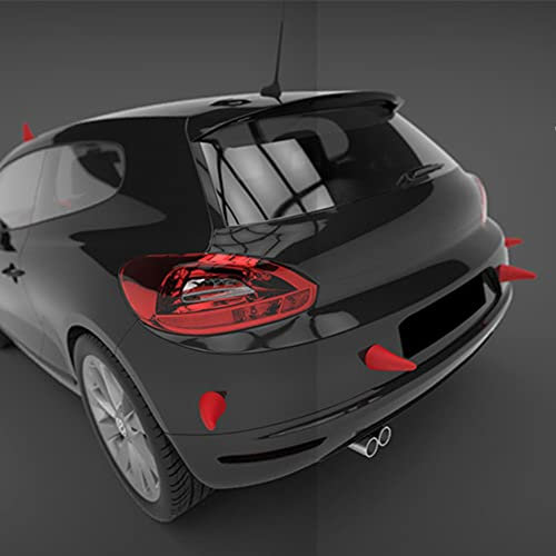 Auto Teufelshörner Dach Dekoration Ornamente, 3D-Teufelshörner Aufkleber Auto Dach Dekor Zubehör Halloween Autodekoration Motorrad Helm Hörner Eckdekoration, Rot