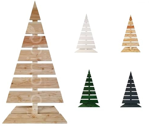 Floranica Holz-Weihnachtsbaum Natur Dekobaum Tanne 90x45cm Weihnachtsdekoration für Drinnen & Draußen Großer Holzbaum aus Lärchenholz Handgefertigt Großer Unbehandelt