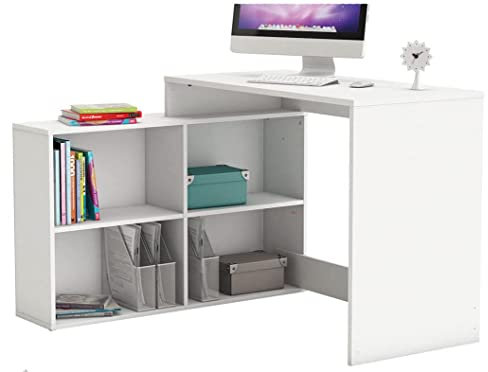 habeig Eck-Schreibtisch Computertisch Eckschreibtisch PC-Tisch Bürotisch Kinderschreibtisch Regale (Weiß #460)
