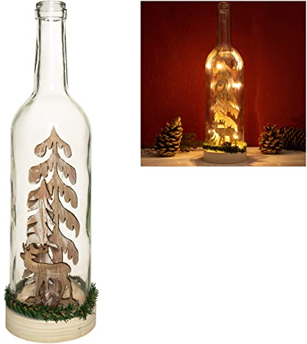 alles-meine.de GmbH Lichter Deko Verschiedene Artikel & Motive frei wählbar 3 Stück LICHT Dekoflaschen - 5 Stück LED Weihnachten & Winter Hirsch - 30 cm - Flaschen - We..