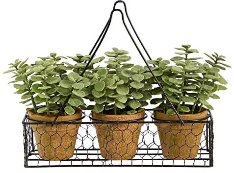 Mini Plante Artificielle en Jade dans Un Pot à Fleurs Suspendu 17,8 cm