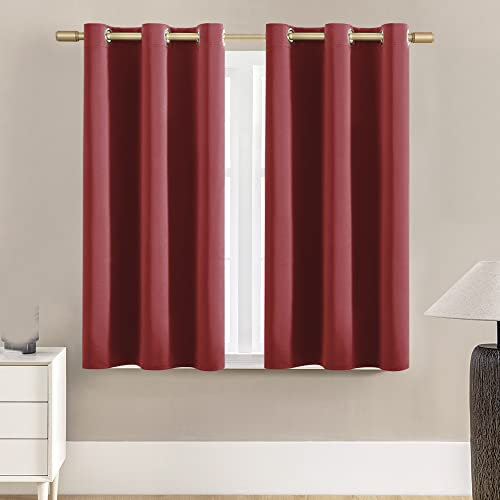 XTMYI Red Curtains for Bedroom Kitchen,Short Blackout Gamer Curtains for Boys Gaming Room 2 Panels
