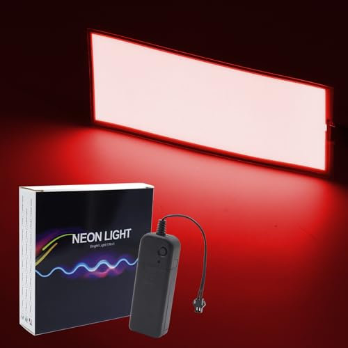 12 * 5cm El Panel Light Red Flexible El Panel Elektrolumineszenzblatt Neon mit Batteriewechselrichter, 3 Modi DIY Schneidbar für Feiertagsdekorationen, Cosplay, Party, Werbung