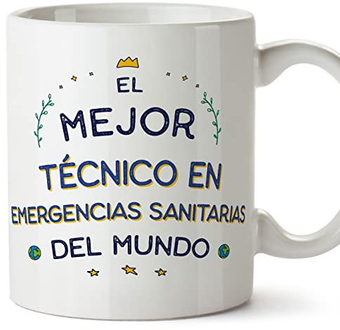 MUGFFINS Tazas para TÉCNICO EN EMERGENCIAS SANITARIAS hombre - En Español - Mejor del Mundo - 11 oz / 330 ml - Regalo original y divertido