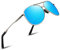 wearPro Sonnenbrille-Herren-Damen-Polarisiert Premium Metallrahmen Sonnenbrillen Unisex mit UV400 Schutz Vintage Schwarz Fahrerbrille (3-Silberner Rahmen/Blaue Spiegel)