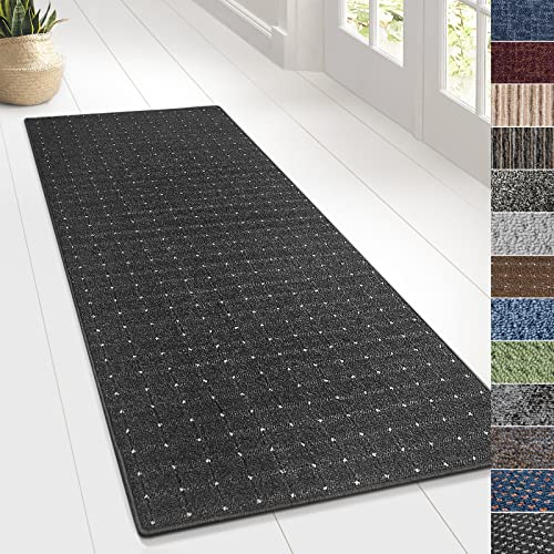 KARAT Teppich Läufer für Küche, Flur & Wohnraum - Teppichläufer auf Maß - Meterware - Flurteppich - Küchenläufer - Wohnzimmer Teppich (80 x 200 cm, Rapido - Anthrazit)