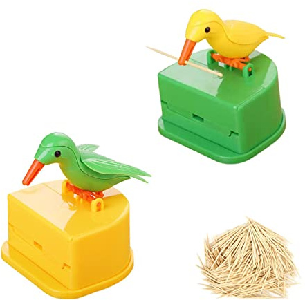 YYAOGAGNG 2 Stück Vogel-Zahnstocher-Spender, automatische Zahnstocher-Boxen, Cocktail-Sticks für Familien, Hotels oder jede Party
