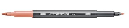 STAEDTLER 3001 Doppelfasermaler Aquarell – Lachs, 10 Stück | Pinsel- & Feinspitze, wasservermalbar, 0,5–6,0 mm – Aquarell-Effekte – Art.-Nr. 3001-222