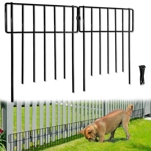 Thrivinest Tier-Barrierezaun, 10 Stück, kein Graben, dekorative Zäune, 43,2 cm (H) x 3 m (L), rostfreier Metalldraht, kleiner Gartenzaun-Bordüre für Hunde, Kaninchen, Bodenblocker für den