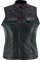 Leatherick Motorradweste aus schwarzem Leder für Damen – traditionelles Paisley-Satinfutter mit rosa Herznähten (as3, alpha, xx_l, regular, regular, Genähtes Rotes Herz)