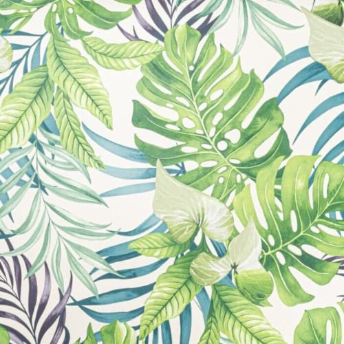 SOPHIE LAURENCE Tropical Green Leaves Wallpaper - Teal Jungle Forest Palm Leaf - Solid Thick Heavy Duty Designer Textured Wallpaper