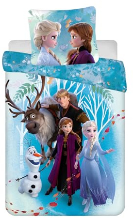 Jerry Fabrics Disney Frozen Kinderbettwäsche Bettbezug 160x200 cm und Kissenbezug 70x80 cm 100% Baumwolle