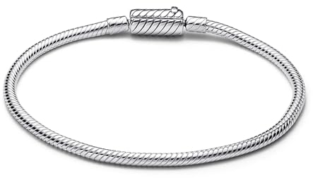 PANDORA Moments Schlangen-Gliederarmband mit Magnetverschluss aus Sterling Silber, Kompatibel Moments, Größe: 17 cm, 590122C00-17