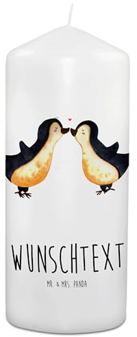 Mr. & Mrs. Panda 19 x 8 cm Personalisierte Kerze Pinguin Liebe - Personalisierte Geschenke, Geschenkidee Kerze, Geburtstagskerze, Kerze mit Druck,