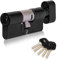 XFORT Colossus Matt Black 3 Star Kitemarked Thumb Turn Euro Cylinder Lock 45EX/55T (100mm), British Standard TS007 Anti-Snap Barrel Lock, Upvc Door Lock.