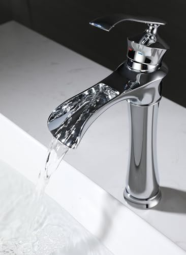 Wasserfall Wasserhahn Bad,Wasserhahn Bad Waschbecken Armatur Wasserfall Badarmatur, Waschtischarmatur,Wasserhahn Bad,Wasserhahn Für Waschbecken (Chrom)